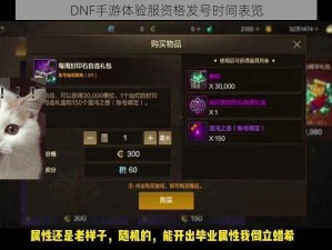 DNF手游体验服资格发号时间表览