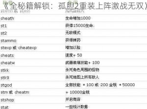 《全秘籍解锁：孤胆2重装上阵激战无双》