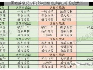 国志战略版：开荒队伍精选推荐，助你统天下