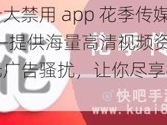 夜里十大禁用 app 花季传媒 one——提供海量高清视频资源，无广告骚扰，让你尽享视觉盛宴