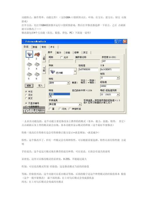 口袋妖怪黑白修改器使用教程：修改器功能全面解析