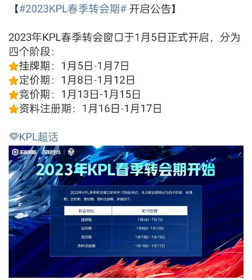 王者荣耀2023KPL春季转会期时间表揭晓：关注转会期开始时刻