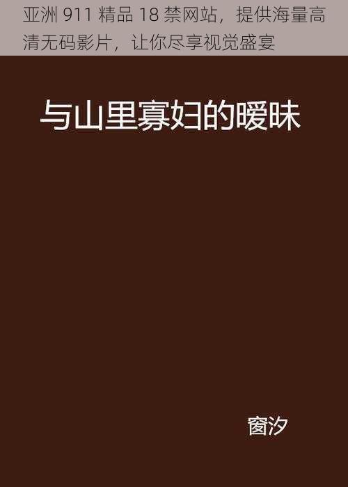 亚洲 911 精品 18 禁网站，提供海量高清无码影片，让你尽享视觉盛宴