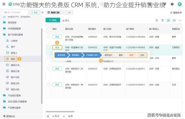 功能强大的免费版 CRM 系统，助力企业提升销售业绩