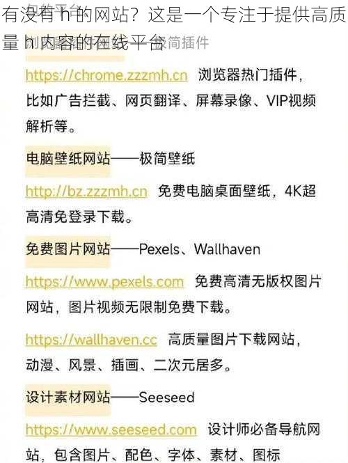 有没有 h 的网站？这是一个专注于提供高质量 h 内容的在线平台