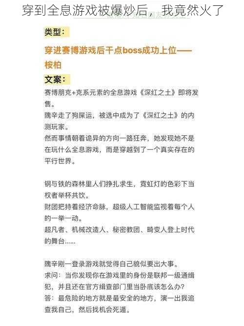 穿到全息游戏被爆炒后，我竟然火了