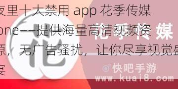 夜里十大禁用 app 花季传媒 one——提供海量高清视频资源，无广告骚扰，让你尽享视觉盛宴